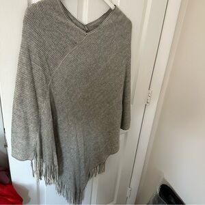 Gray Fringe Poncho